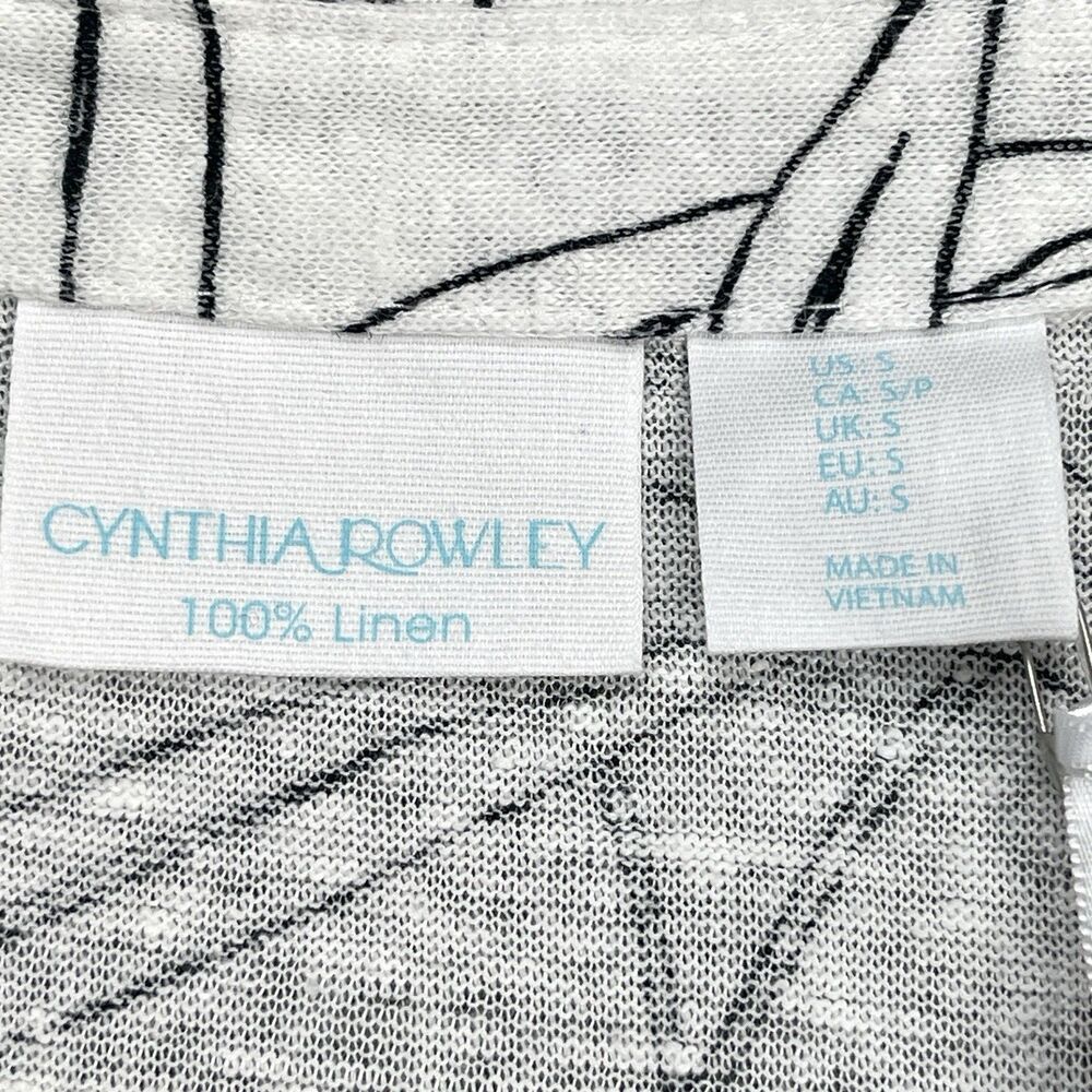 Cynthia Rowley Linen Top Womens Size Small Black White Leaf Print NEW W Tags - Picture 6 of 9